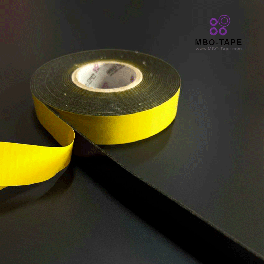 نمایش چسب فوم دوطرفه مشکی روکش زیتونی برند MBO