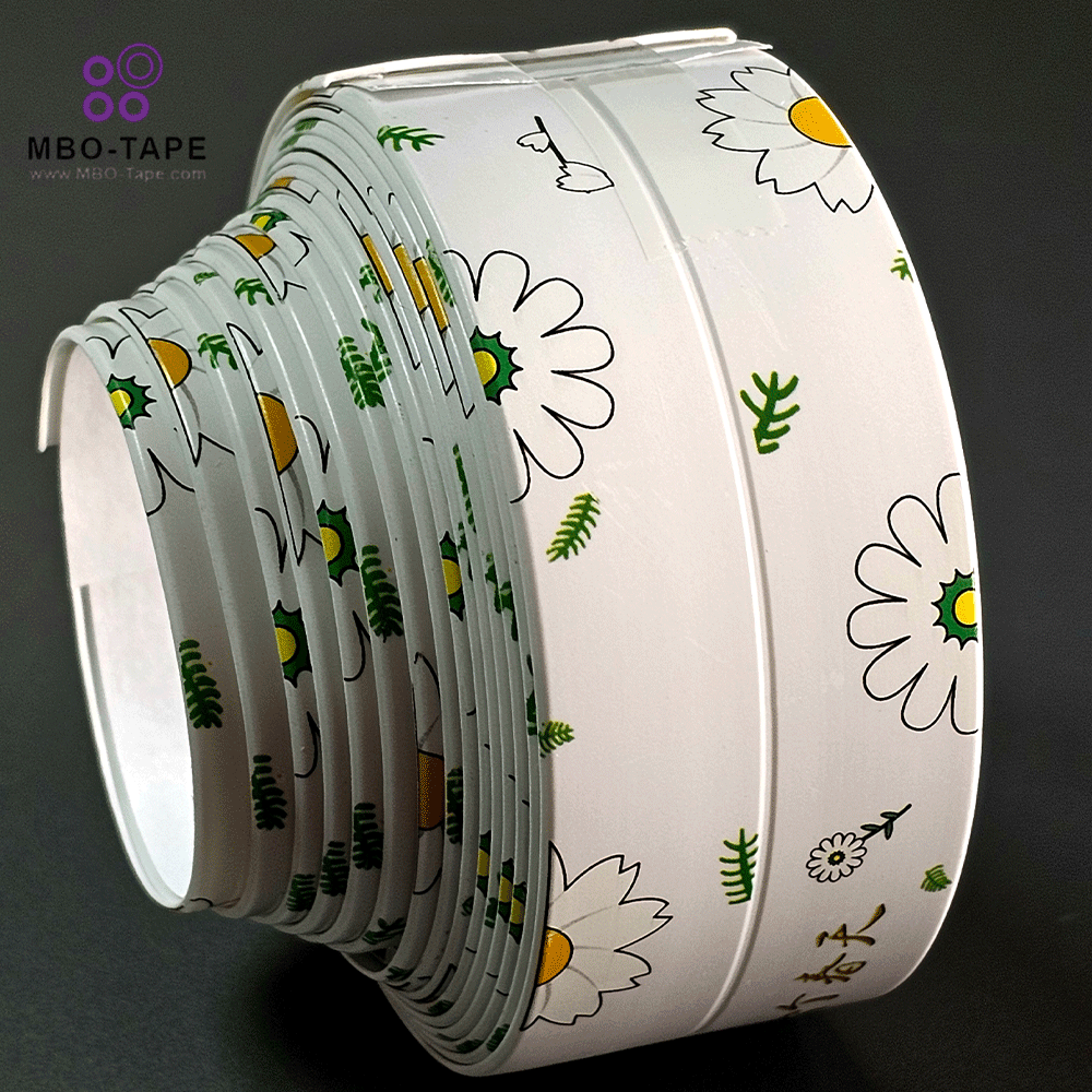 چسب نواری تزئینی طرح گل بابونه ضد آب مخصوص دور سینک و سرویس بهداشتی